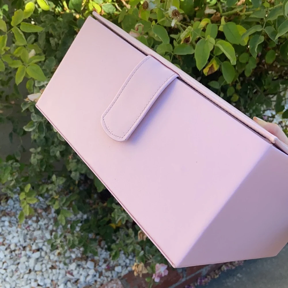 Y2K JUICY COUTURE PINK FAUX LEATHER DISPLAY STORAGE BOX CASE MAKEUP CASE JEWELRY